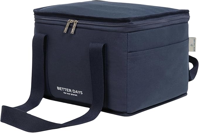 Reusable Insulated Grocery Bag - Leak Proof, Regular Insulated Cooler Bag - Insulated Shopping Bags for Groceries - Travel Cooler Bag for Frozen Hot Food with Zippered Top - for Beach, Picnic (Blue)