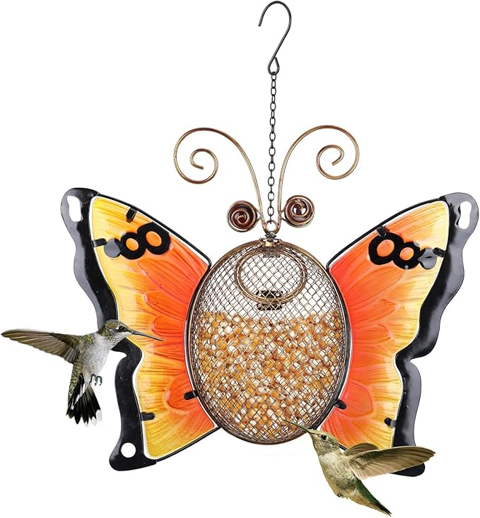 Wild Bird Feeders Metal Hanging Wild Bird Seed Feeder Butterfly Garden Yard Outdoors Decoration