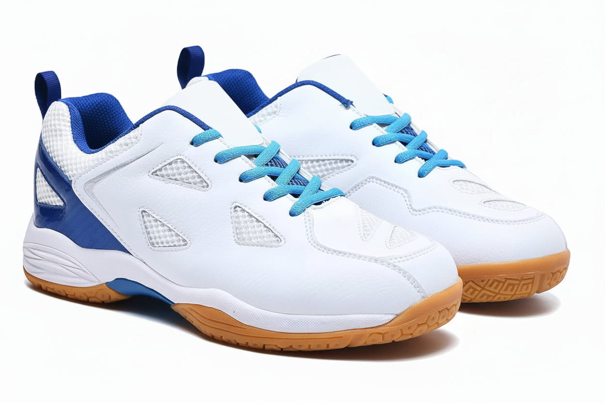 Men's Light 22 Lightweight Cushioning Pickleball Court Shoes (White/Blue, 8.5)