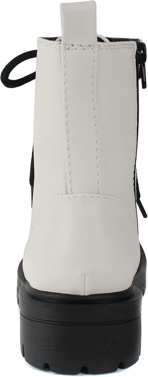 Soda FIRM - Lug Sole Combat Ankle Bootie Lace up w/Side Zipper