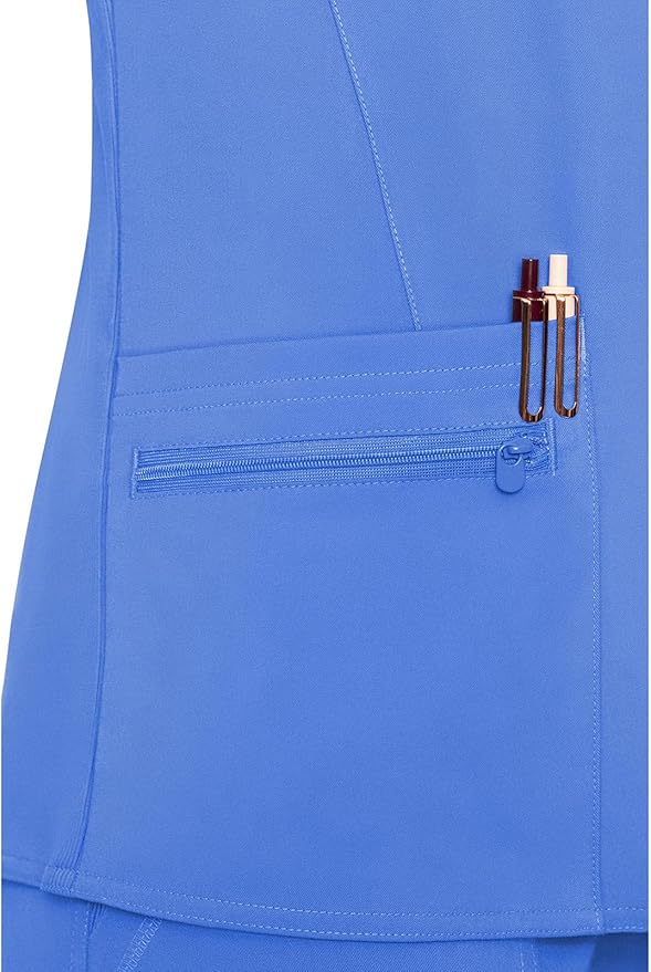 Med Couture Scrub Top for Women, V-Neck with 4 Pocket, Ultra Soft, 2-Way Stretch and Wrinkle-Free Fabric - MC7468