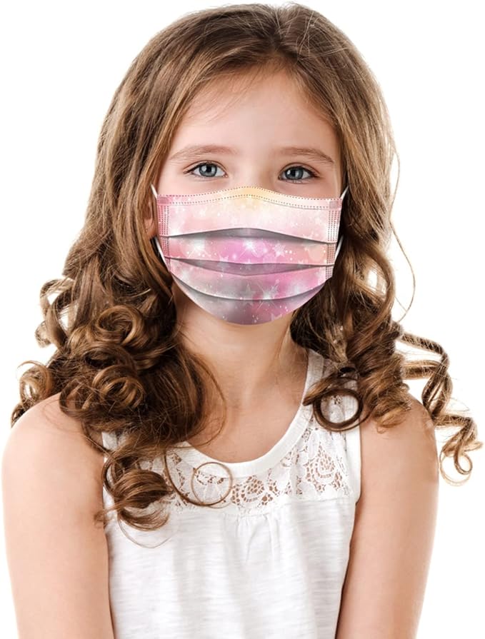 50 Pcs Kids Disposable Face_Masks,Printed Facemasks for Children Back to School