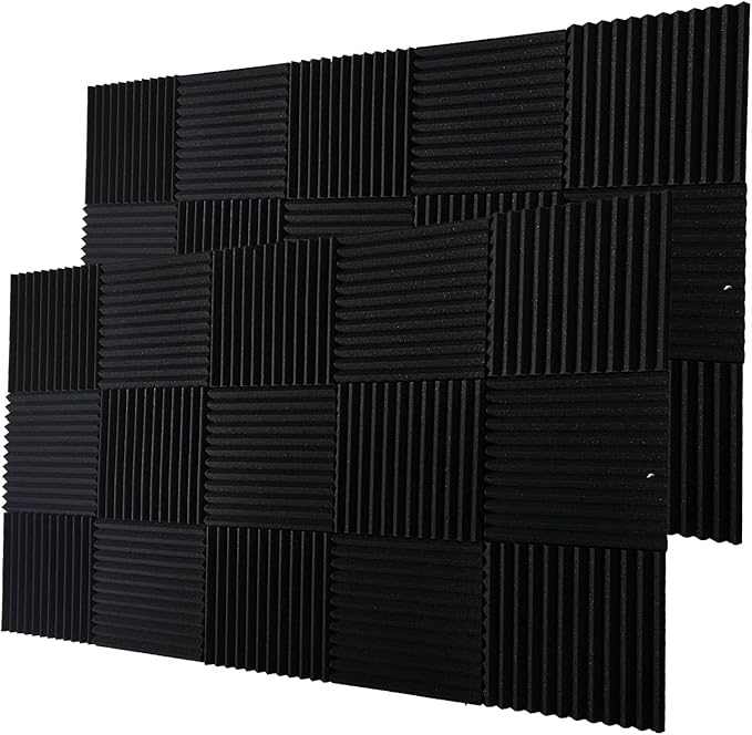 52 black Acoustic Foam Panel Wedge Studio Soundproofing Wall Tiles 12" X 12" X 1"