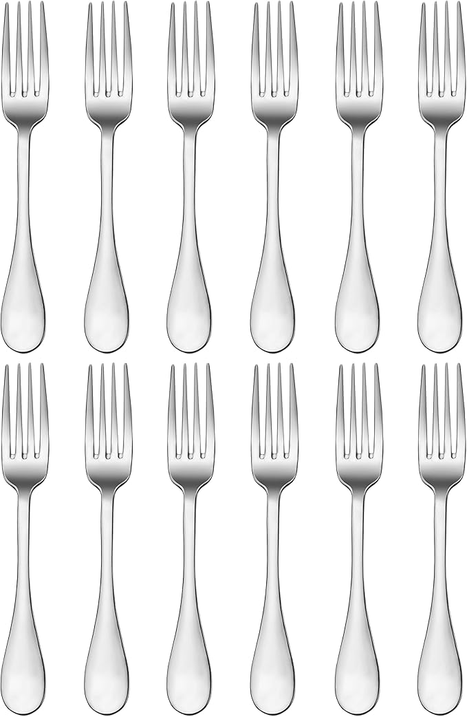 Artaste Rain 1810 Stainless Steel (Silver (Set of 12), Dinner Fork (7.6-Inch))