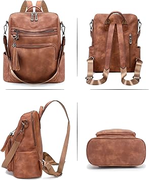 OPAGE Leather Backpack Purse for Women Fashion Tassel Ladies Shoulder Bags Designer Large Backpack Travel Bag