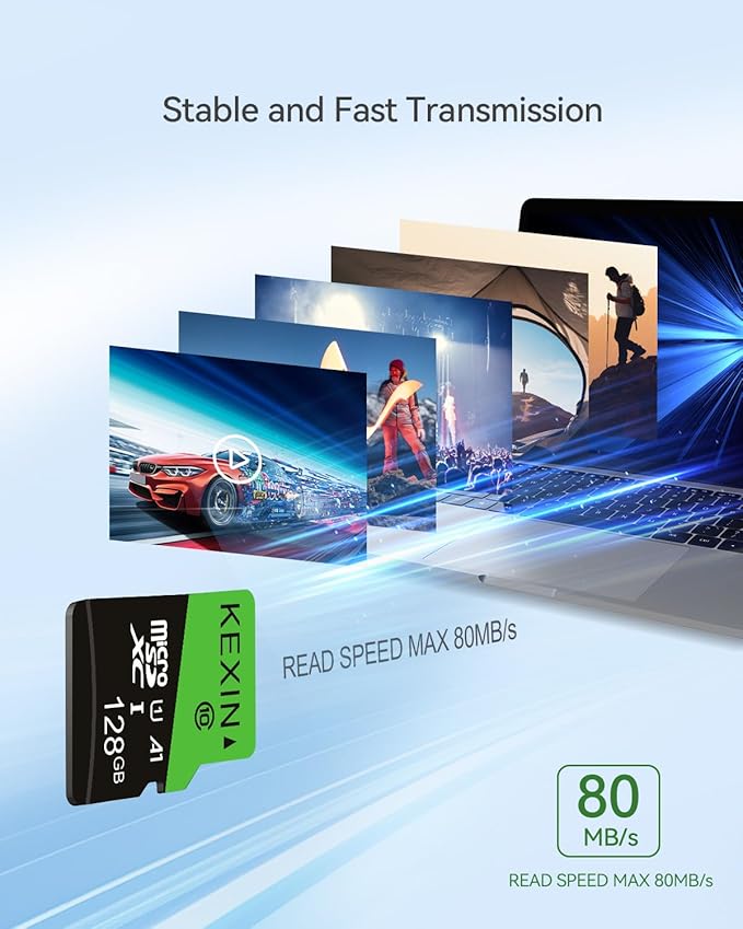 KEXIN 128GB Micro SD Card 5 Pack with SD Adapter microSDXC Memory Card UHS-I C10 U1 Micro SD Card Full HD High Speed TF Card for Tablet Action Camera Dash Cam Drone Game Console, 128 G 5 Pack