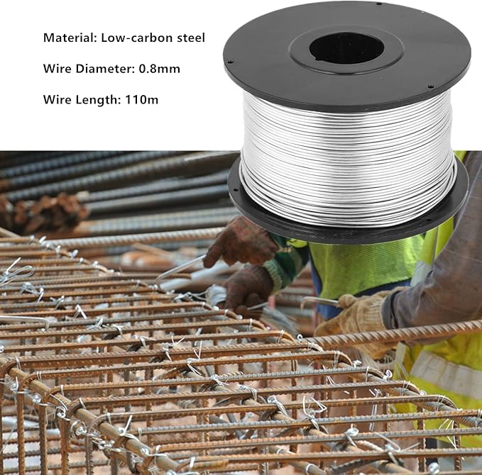 4pcs Wire Tie Wire 110m Length 0.8mm Diameter Steel Tie Wire Rolls Tying Wire for Automatic Tying Machine Tie Wire Coil