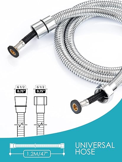 Stainless Steel Toilet Hose, 47 Inch, Silver, Perfect for Handheld Toilets and Showers, 1 Pack