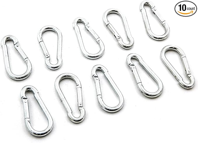 Red Hound Auto Steel Spring Snap Quick Link Carabiner Hook Clip 2-38 Inches Length - Medium Duty 130 Pound - 732 Inches Thick