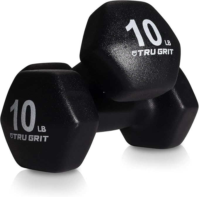 TG TRU GRIT Neoprene Coated Hex Shaped Dumbbell Hand Weight Pairs for Home Gym Exercise Sizes 2, 3, 5, 6, 8, 10, 15 LB