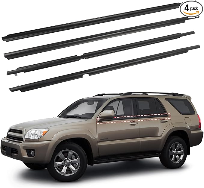 Window Molding Trim Seal for 2003-2009 Toyota 4Runner,Black Outer Door Weather Stripping Window Seal Belt,Replace68161-35060 68162-35060 68163-35030 68164-35030