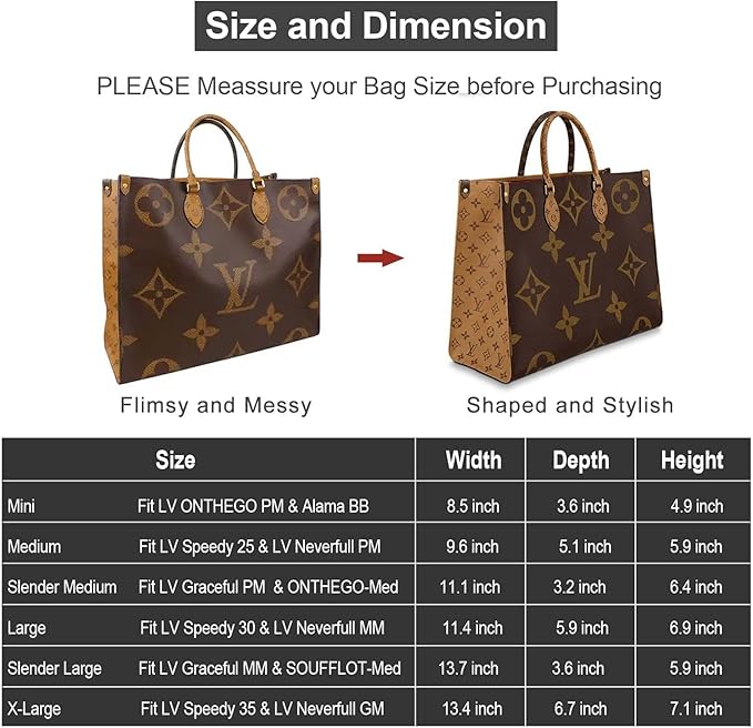 OMYSTYLE Purse Organizer Insert, Felt Tote Bag Organizer Insert with 5 Sizes, Handbag Dividers for Inside Purse, Compatible with Longchamp, Neverful, Speedy and More