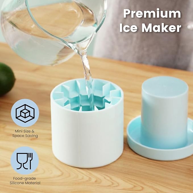 CINPIUK Mini Ice Cube Mold, Silicone Ice Maker Trays Press-Type Easy-Release Ice Cube 3D Cylinder Ice Bucket Mold Small 60 Ice Cubes for Drink, Coffee, Yellow