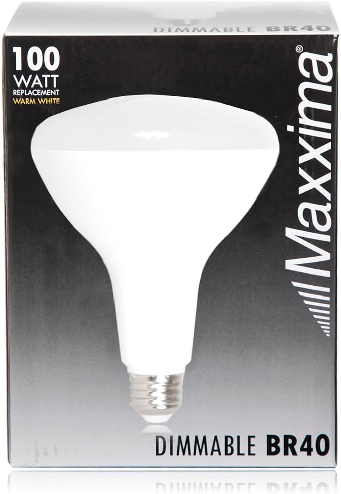 Maxxima BR40 LED Light Bulbs - 3000K Warm White Light, 1500 Lumens, 17 Watt or 100 Watt Equivalent Dimmable Bulb, Energy Star Rated, Perfect for Kitchen, Bedroom, and Living Rooms