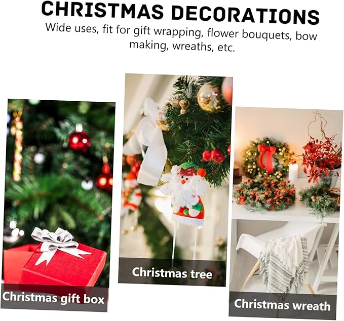 6.5cm Wide Christmas Fabric Ribbon Decorative Xmas Ribbon for Tree Present Wrapping Craft Projects