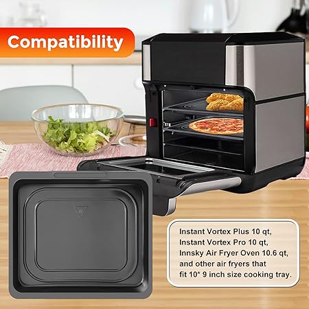 Air Fryer Cooking Tray for Instant Vortex Plus10 Qt, Food Grade Nonstick Replacement Rack Parts Grill Pan Crisper Plate for Chefman Innsky CROWNFUL 10.6Qt Air Fryer Oven, Dishwasher Safe