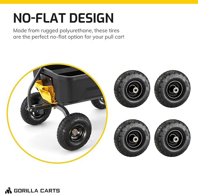 Gorilla Carts 10 Inch No Flat Replacement Tire for Utility Carts GCG-4, GCG-2140, GOR4PS, GOR400, GOR4G, GOR5, GOR800(B)-COM, GOR801, and GCG-900