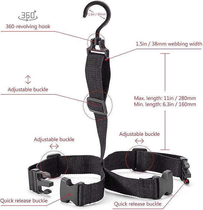 Fishing Wader Boot Hanger, Quick Drying Adjustable Wader Boots Belt with 360 Rotating Buckle for Fishing