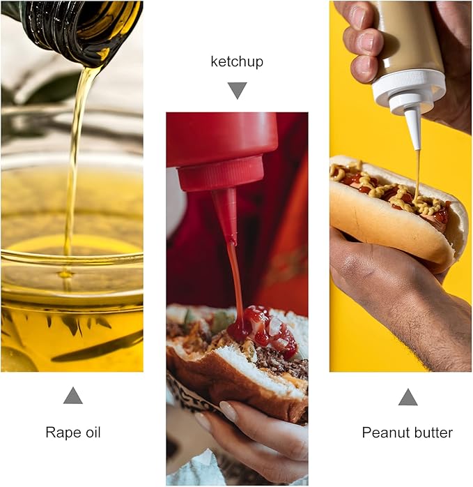 10pcs 4 Oz Plastic Squeeze Condiment Bottles Clear Squeeze Bottles Dressing Containers with Lids Reusable Squeeze Bottles Icing Small Squeeze Bottles Mini Syrup Bottle