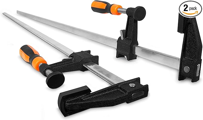 WEN 10236F2 Quick-Adjust 36-Inch Steel Bar Clamps with 2.5-Inch Throat and Micro-Adjustment Handle, Two Pack , Multicolor
