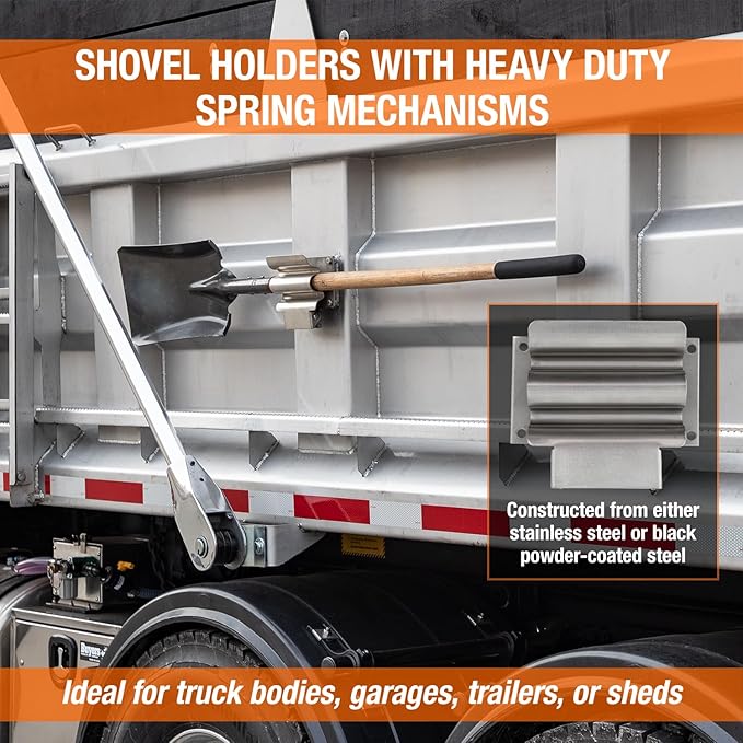 Buyers Products SH675SS Hand Tool Rack Holder for Enclosed Municipal Landscaping or Dump Truck Trailers Garage or Shed Walls, Holds Hand Tools Great for Shovels, Rakes, Hoes, Heavy Duty