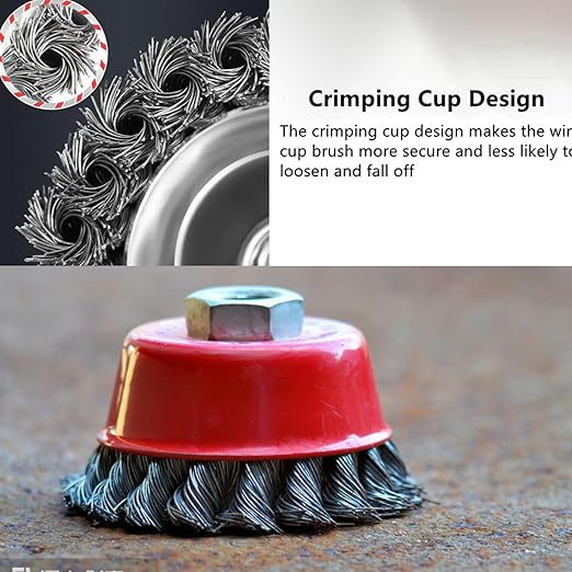 3 Inch Wire Brush for Angle Grinder - 58 Inch-11 Threaded Arbor Carbon Steel Twisted Knotted Wire Cup Brush for Heavy Cleaning Rust, Stripping and Abrasive