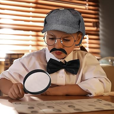Kasyat 6 Pcs Detective Costume Accessories Adult Detective Hat Man Inspector Costume Set for Halloween Costume
