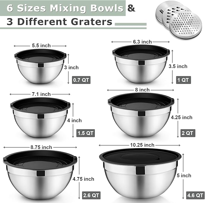 P&P CHEF 3 Grater Attachments for Prepping Storing, Black