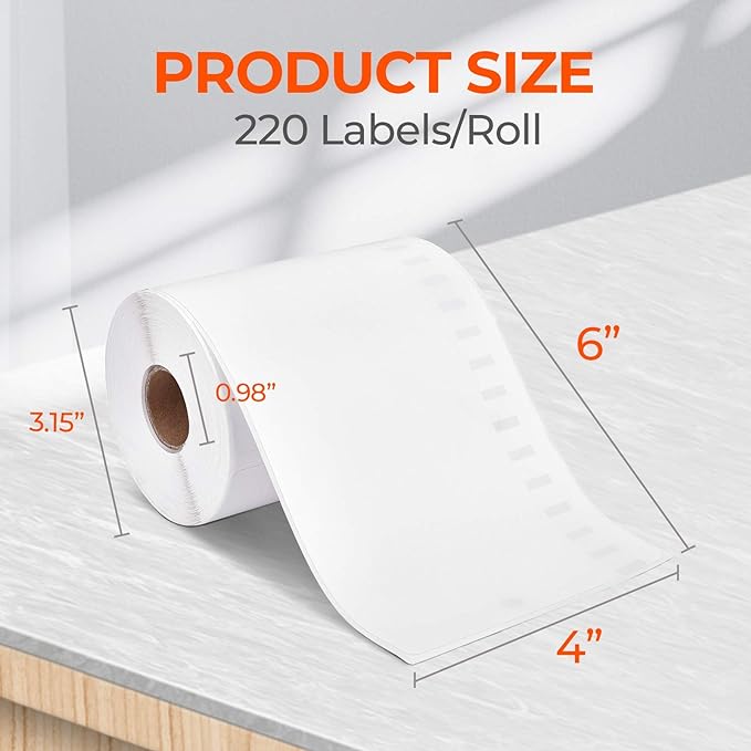 MUNBYN 4"x6" Direct Thermal Printer Label, Shipping Labels Compatible with Rollo, Jadens, Nelko, Not Compatible with DYMO 4XL 1744907,1755120, 220 SheetsRoll