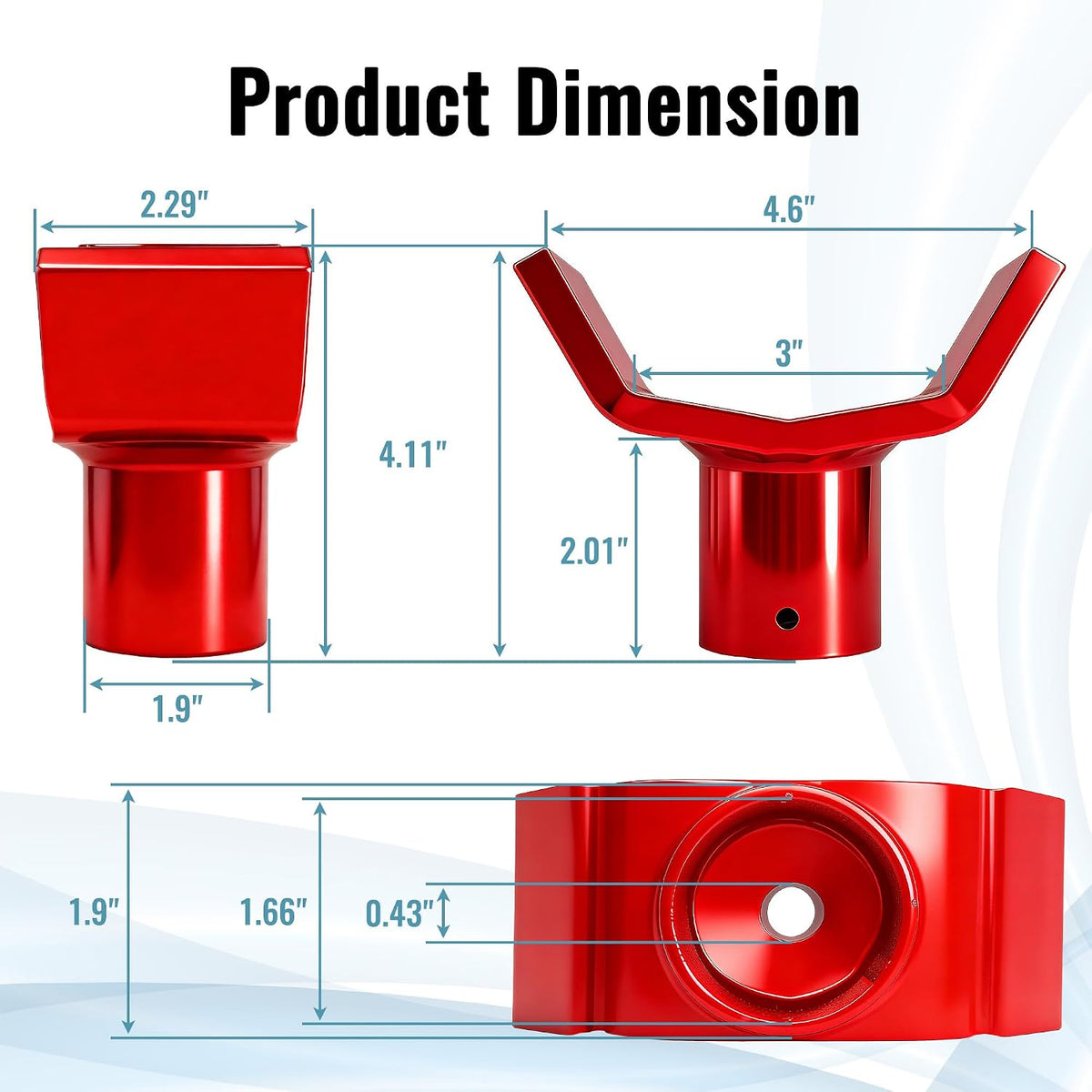 Bottle Jack Adapter for 12-Ton Bottle Jack - Heavy Duty Steel Lifting Saddle Compatible with 3" & 4" Round/Square Axle Tubes - Fits 1.65" or Smaller Jack Accessories - 20,000 lb Capacity (Red)