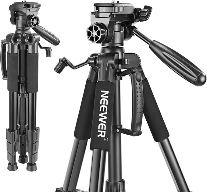 Neewer Portable 56 inches142 centimeters Aluminum Camera Tripod with 3-Way Swivel Pan Head,Bag for DSLR Camera,DV Video Camcorder Load up to 8.8 pounds4 kilograms Black(SAB234)