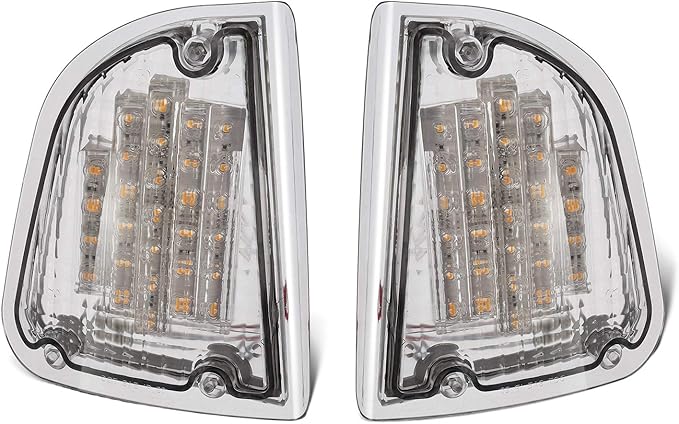 Partsam Clear Lens 29 Amber LED Front PTC Light Assembly Replacement for Kenworth T600 T660 K300 T300 T330 Front LED Turn Signal Lights and Parking Lights Lamps, LH RH, 1157 Plug