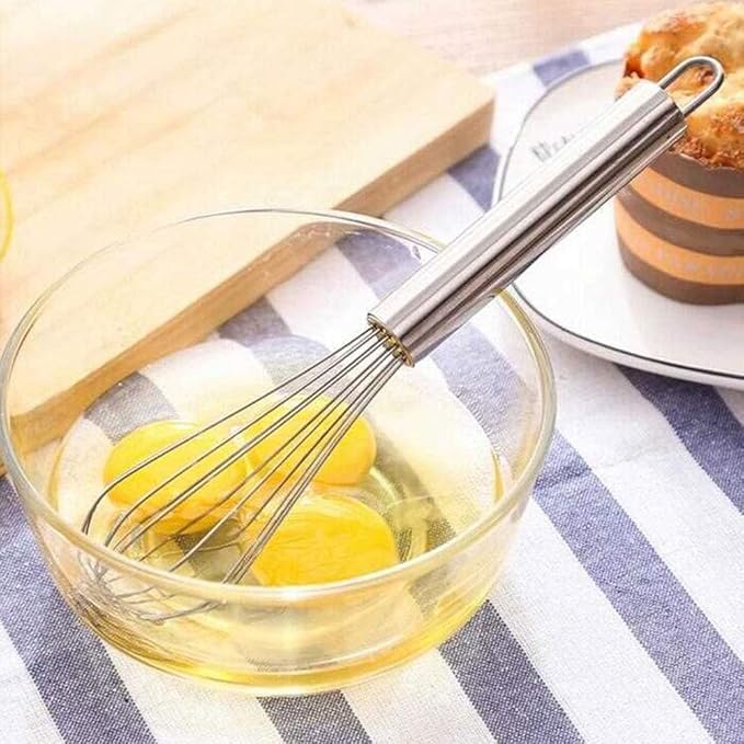 Silicone Whisk, 1 Pack Colorful Mini Silicone Stainless Steel Whisks for Cooking, Kitchen Egg Beater for Blending Stirring Baking Beating 10 INCH