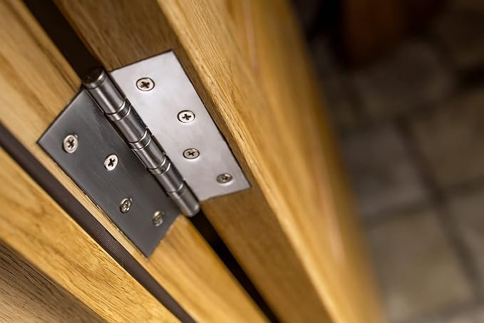 Richelieu 4822FBB Onward (3-Pack) 4-inch (102 mm) Full Mortise Ball Bearing Butt Hinge for Interior Door, Square Corner, Black Finish