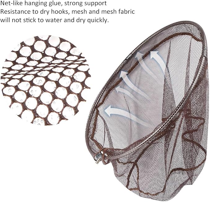 Outdoor Folding Landing Net Head, Net like Hanging Glue Fishing Landing Net Head Quick Dry Fishing Net Head for Wild Sea Fishing for Fishing Enthusiasts