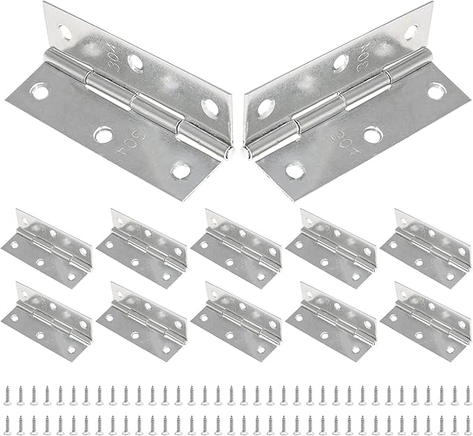 Piutouyar 12 Pack Butt Hinge 3 Inch Mini Hinges 304 Stainless Steel Hinges Small Cabinet Hinges Folding Craft Hinges with Mounting Screws for Boxes Gate Drawer