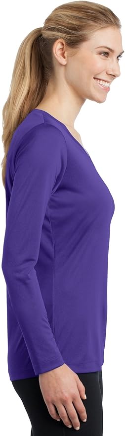 SPORT-TEK Women's Long Sleeve PosiCharge Competitor V-Neck Tee Workout T-Shirt for Spring Summer Fashion
