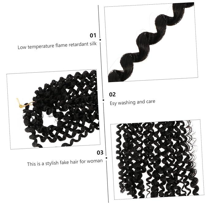 balacoo Water Ripple Wig Wigs Human Hair Crochet Hair Jumbo Braids Extensions Hair Curly Wig Hair Crochet Braiding Twist Hair Low Temperature Wire Black