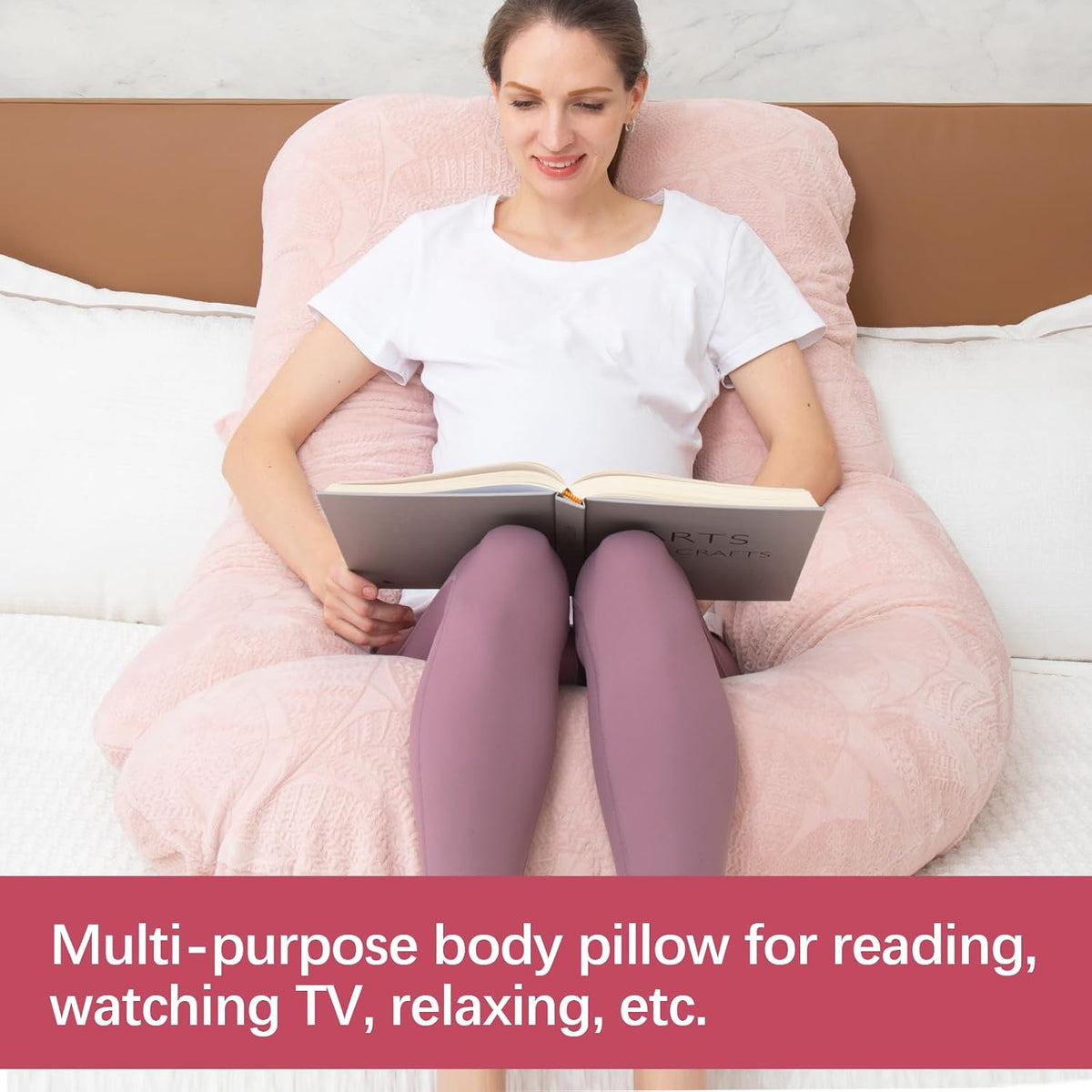 Pregnancy Pillow, U Shaped Full Body Pillow for Maternity Support, Sleeping Pillow with Cover for Pregnant Women (Dusty Pink)