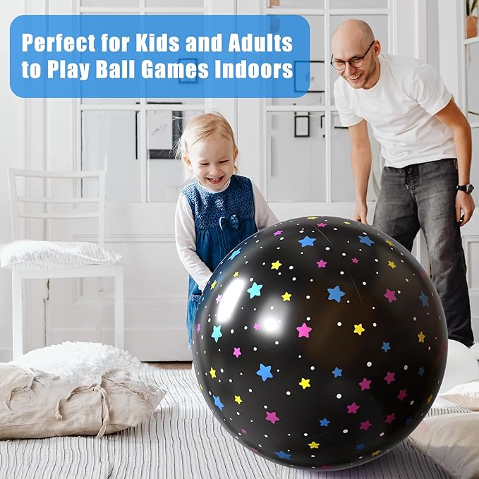 Black Beach Ball, Big Beach Ball 24 Inches - Fun Pool Beach Toy for Kids & Adults Perfect for Summer Water Games and Hawaiian Themed Parties Beach Balls Bulk