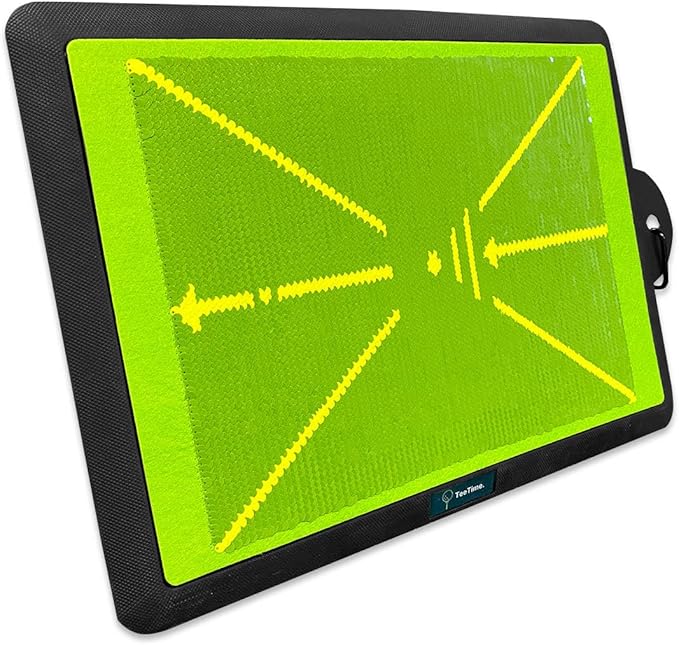 TeeTime Golf Practice Mat - Patent Pending - Dual-Tone Sequin Design - Ideal for IndoorOutdoor Golf Training - Includes Carry Clip