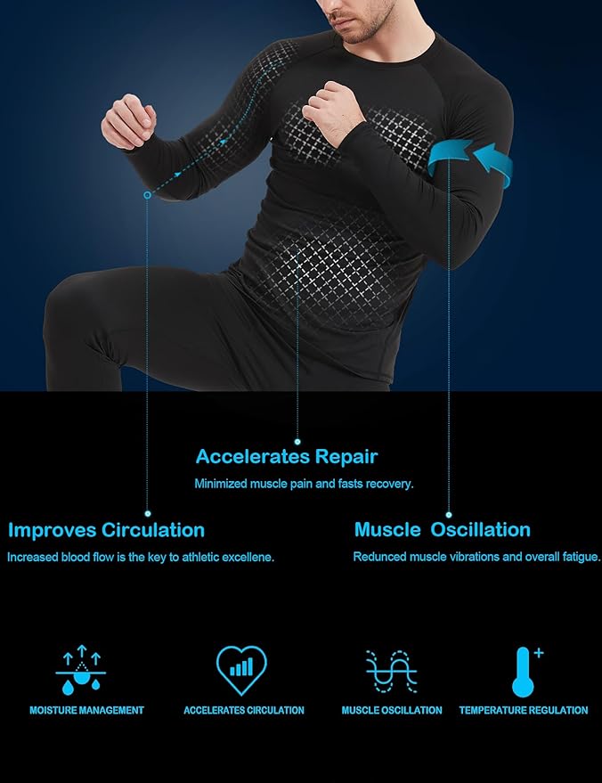 5Pack Men's Compression Shirts Long Sleeve Athletic Workout Sports Undershirt Base Layer Top for Winter