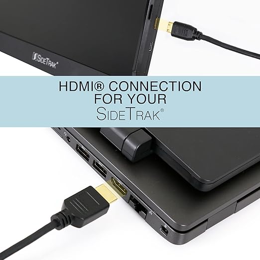 SideTrak Portable Monitor 3ft HDMI Cord HDMI to Mini HDMI Cable Compatible Swivel Solo Durable, Flexible, Tangle-Free Cord Black