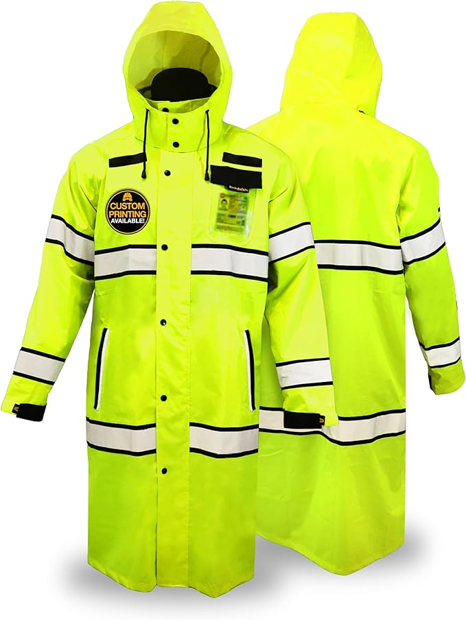 KwikSafety - Charlotte, NC - TORRENT High Vis Rain Jacket Trench Coat ANSI OSHA Compliant
