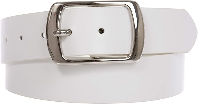 Women Casual PU Leather Dress Belt With Square Single Prong Buckle