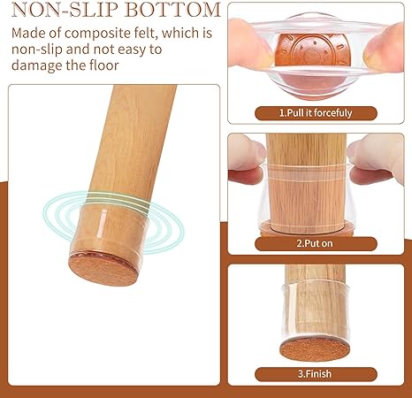 20 Pcs, Chair Leg Floor Protectors for Hardwood Floors, Felt Furniture Pads Silicone Chair Socks Leg Caps Covers, Furniture Protectors, Medium