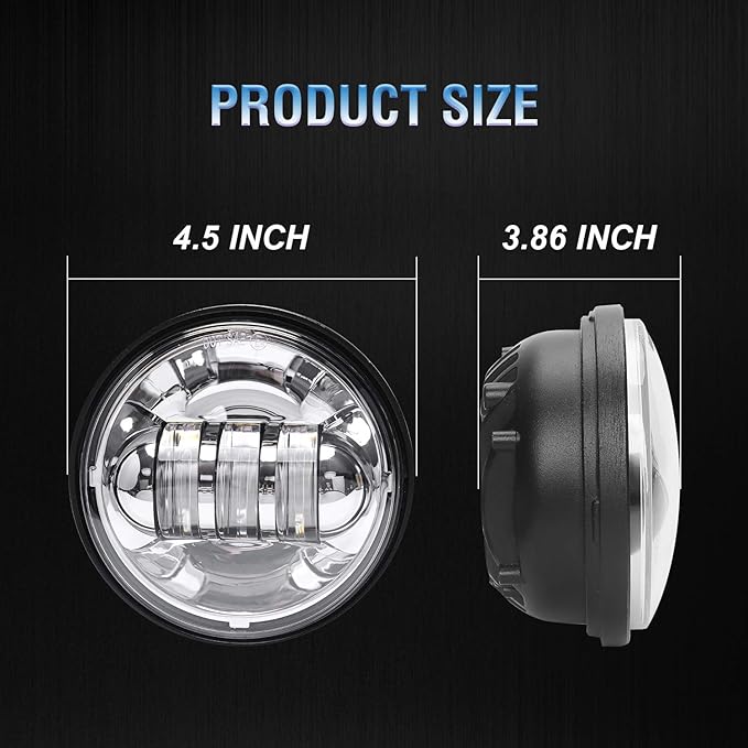 LX-LIGHT Dot approved 2 PCS Chrome 4.5 Inch LED Passing Light LED Fog Lamps for Motorcycles Auxiliary Light Bulb Motorcycle Projector Driving Lamp