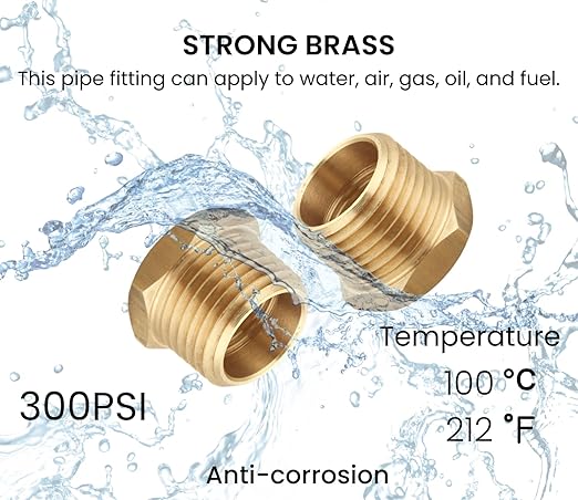 3/8-Inch Male to 1/4-Inch Female NPT Brass Bushings, 10-Pack