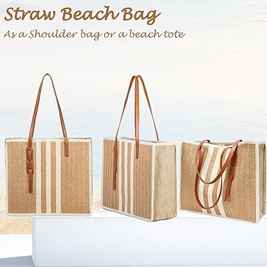YIKOEE Large Straw Tote Bag: Summer Straw Handbags for Vacation