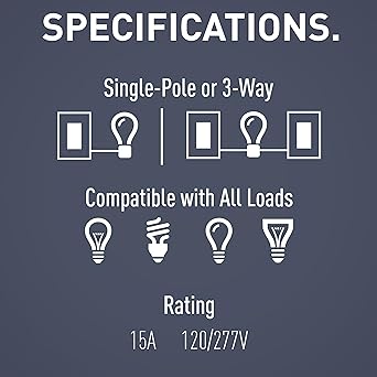 Legrand radiant TM873WCC10 15 Amp Rocker Wall Switch, 3-Way Decorator Light Switches, White (1 Count)